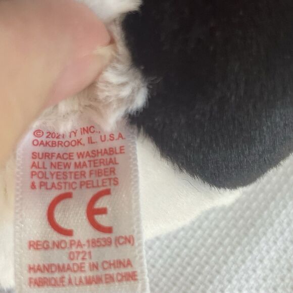Ty Beanie Baby Ying Panda Glitter Green Eyes PEACE Ukraine Save the Children Tag - Picture 10 of 11